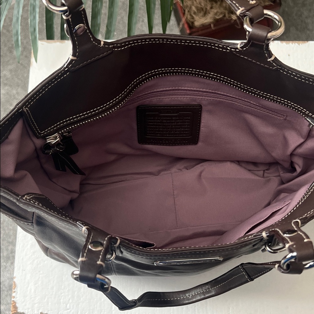 Coach Dark Brown Leather Shoulder Bag - Picture 7 of 13